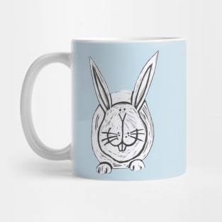 Rabbit,White Rabbit on blue Mug